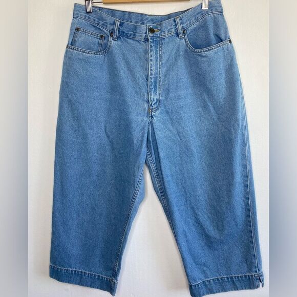 VTG L.L.Bean Cropped Jeans Medium Wash Size 16P relaxed fit - Picture 1 of 5
